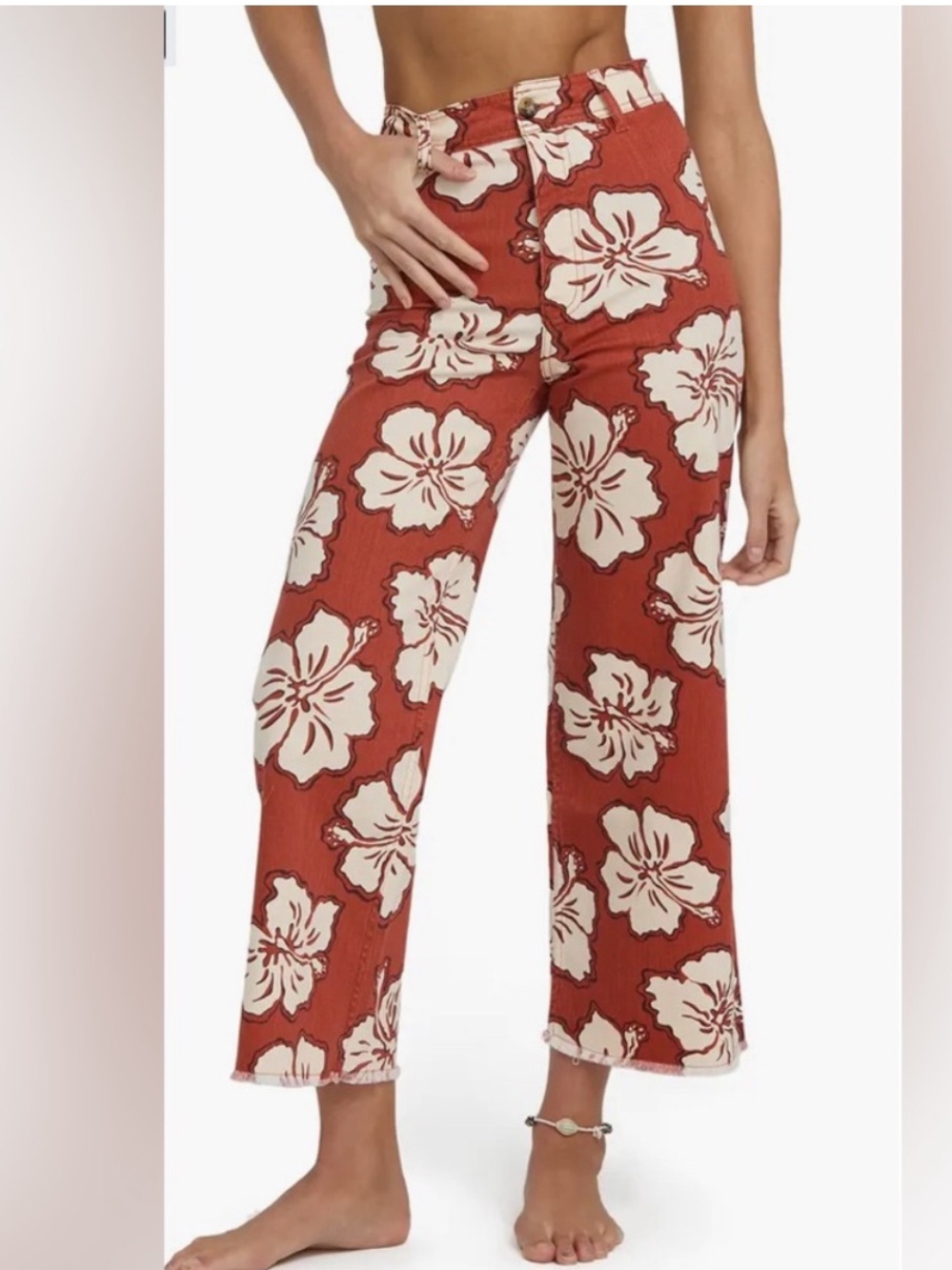 Billabong free fall print wide leg twill pants in Sedona